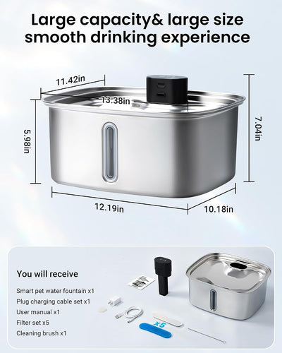 Smart Stainless Steel Dog Water Fountain System