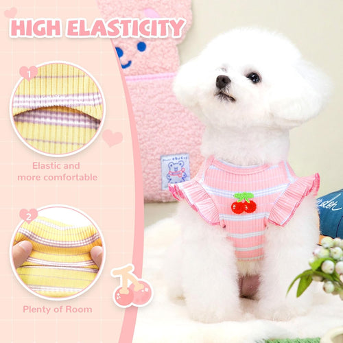 2 Pack Cute Dog T-Shirts for Small Dogs – Soft Cotton Breathable Puppy Clothes