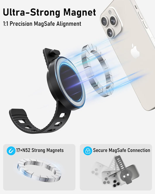 Magnetic Stroller Phone Holder With Adjustable Strap