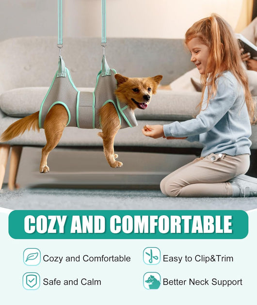 Gray Dog Grooming Hammock Nail Trimming Harness