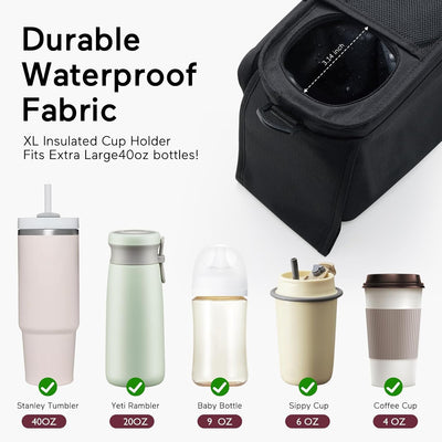 Universal Stroller Organizer Bag With Insulated Cupholder