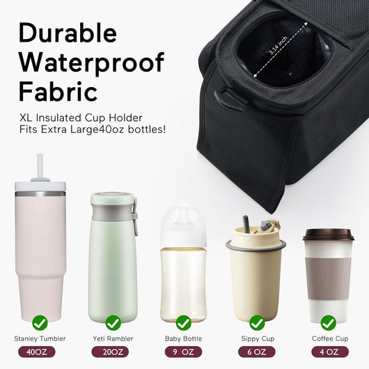Universal Stroller Organizer Bag With Insulated Cupholder