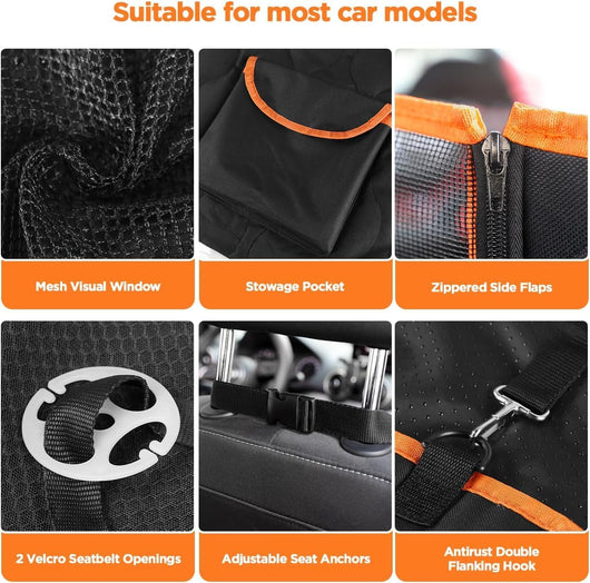 Waterproof Dog Car Seat Cover With Mesh Window