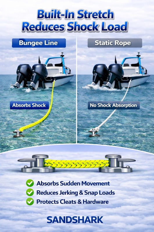 Shock-Absorbing Boat Bungee Dock Line With Clip