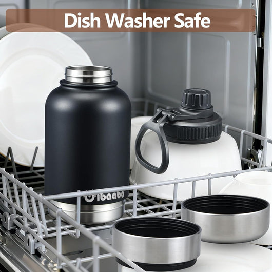 Insulated Shared Water Bottle With Dual Bowls