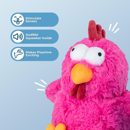 Squeaky Crinkle Chicken Dog Toy