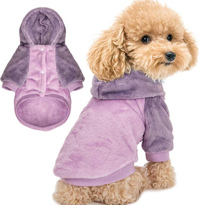Dog Hoodie Sweater for Small Dogs & Cats – Soft Warm Puppy Sweatshirt with Snap Closure