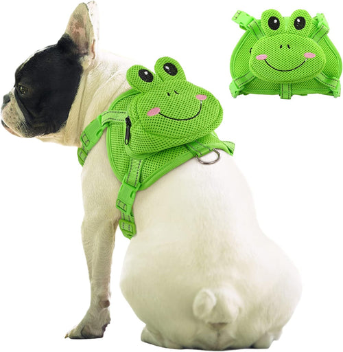 Dog Backpack Harness | No-Pull Dog Carrier Backpack with Storage (Frog Design)