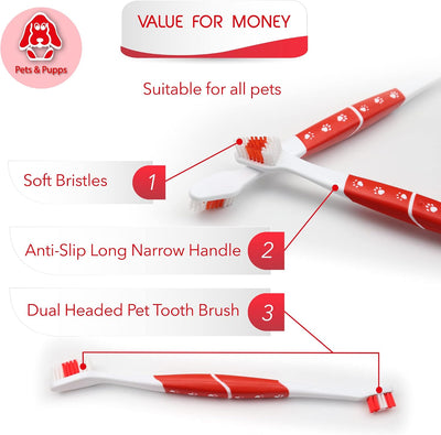 Dual Head Dog Toothbrush For Medium Large Dogs