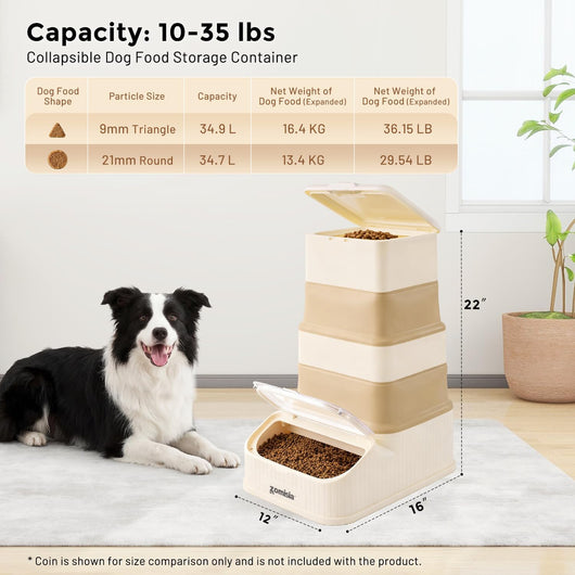 Collapsible FIFO Dog Food Storage Dispenser Container