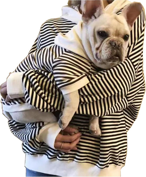 Matching Dog & Owner Hoodie | Striped Pet Sweatshirt for Small Dogs