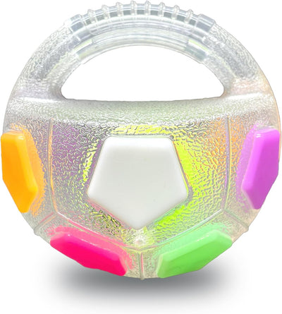Floating squeaky dog ball with handle for pool lake and beach fetch