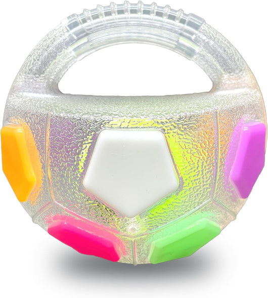 Floating squeaky dog ball with handle for pool lake and beach fetch