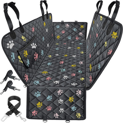 Waterproof dog car seat cover with side flaps protecting a clean SUV back seat