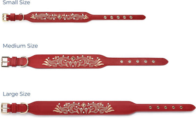 Western Leather Dog Collar | Floral Embroidered Studded Collar