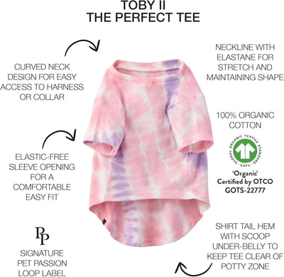 Organic Dog T-Shirts 3 Pack | Cotton Pet Clothes Pink Tie Dye