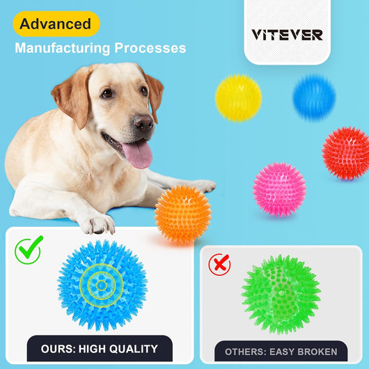 3.5" Spiky Squeaky Dog Balls I 6-Pack