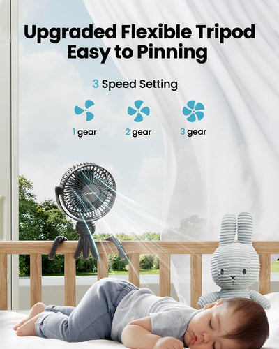 Portable Stroller Fan With Flexible Tripod Cooling