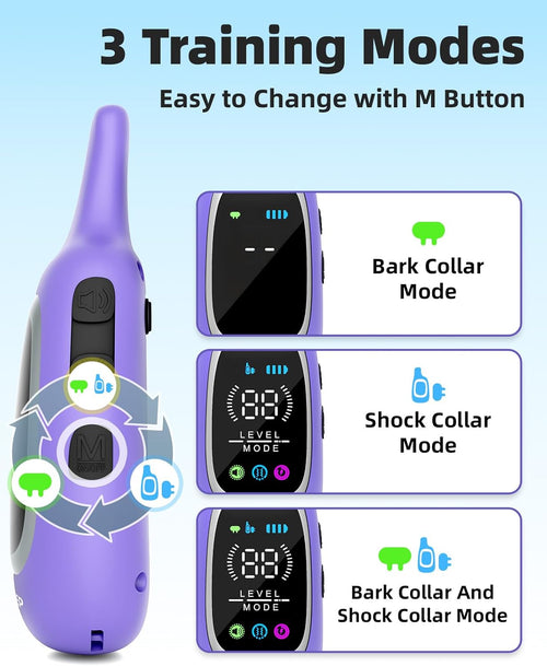 2-in-1 Dog Shock & Bark Collar with Remote I 3300FT Waterproof