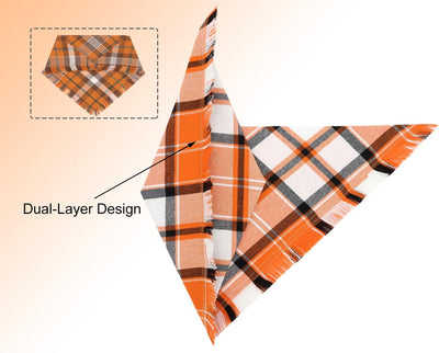 Orange Plaid Fall Dog Bandana Two-Pack Set