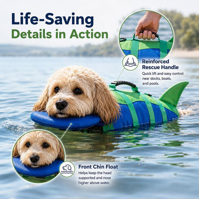 Reflective Dog Life Jacket With Chin Float