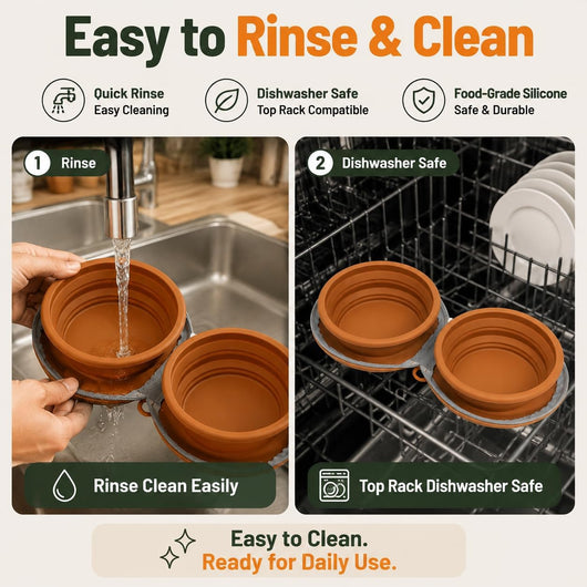 2-in-1 Collapsible Dog Travel Bowls with Carabiner