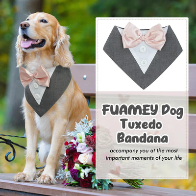 Grey Formal Dog Tuxedo Bandana with Bowtie