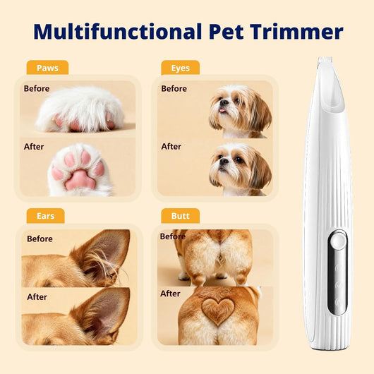 Silent Cordless Pet Paw Trimmer With Light