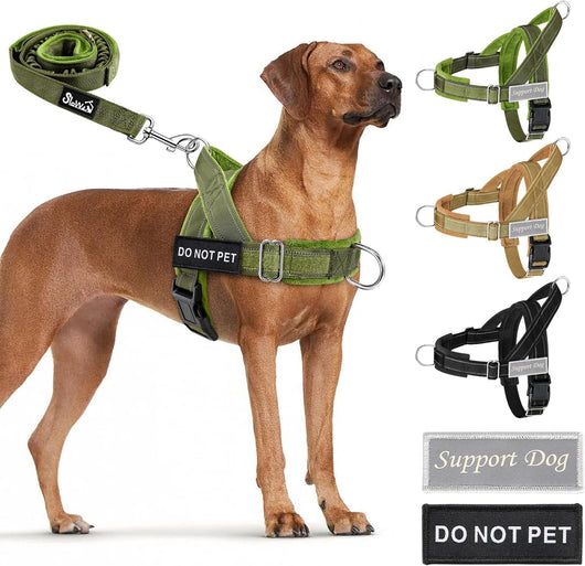 Happy Doggo reflective tactical no-pull dog harness and bungee leash set