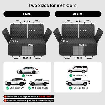 Hard Bottom Dog Car Seat Cover XL