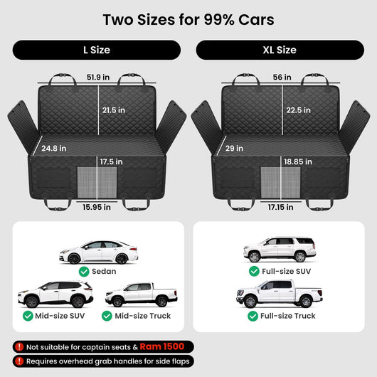 Hard Bottom Dog Car Seat Cover XL