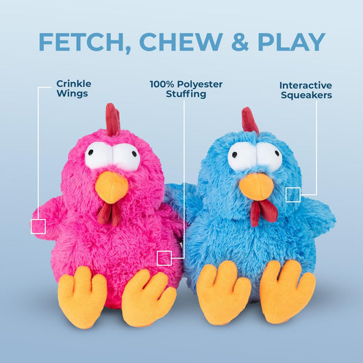 Squeaky Crinkle Chicken Dog Toy