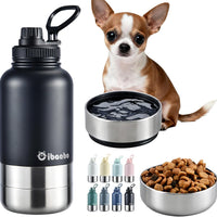 Insulated Shared Water Bottle With Dual Bowls