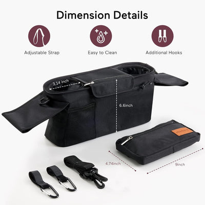 Universal Stroller Organizer Bag With Insulated Cupholder