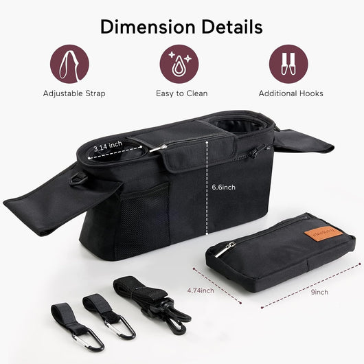 Universal Stroller Organizer Bag With Insulated Cupholder
