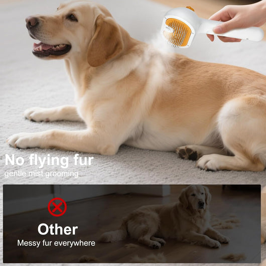3-in-1 Pet Steam Brush | Dog Deshedding Grooming Spray Brush