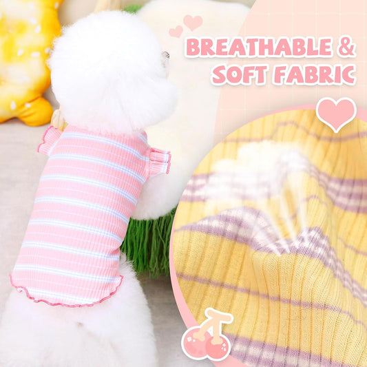 2 Pack Cute Dog T-Shirts for Small Dogs – Soft Cotton Breathable Puppy Clothes
