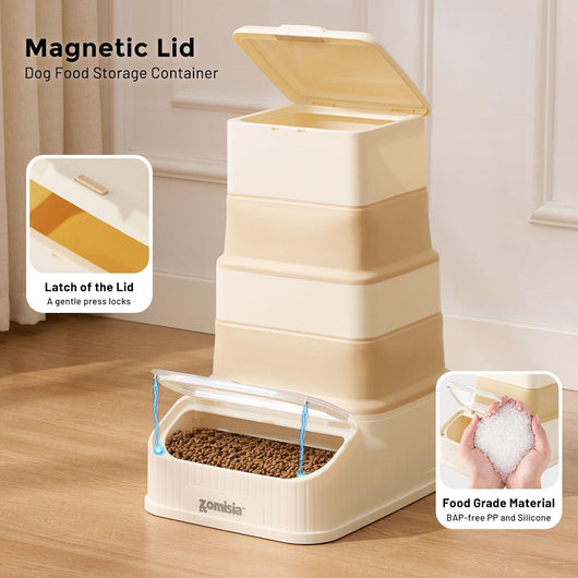 Collapsible FIFO Dog Food Storage Dispenser Container