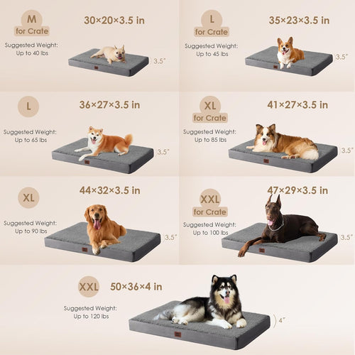 XL Orthopedic Dog Bed I Washable Crate Mat