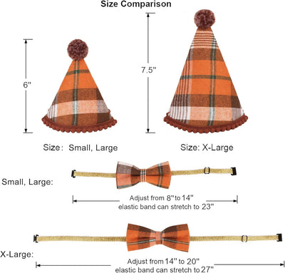 Fall Plaid Dog Bandana Hat Bow Set