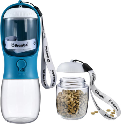 Portable Dog Water Bottle with Food Container