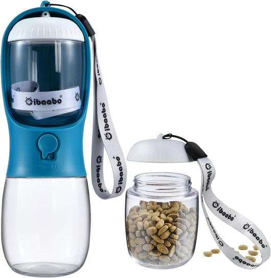 Portable Dog Water Bottle with Food Container