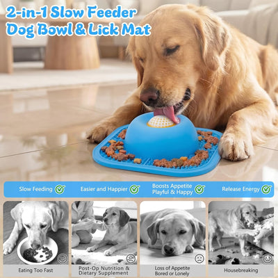 Slow Feeder Dog Bowl with Lick Mat
