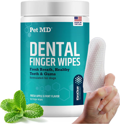 Dog dental finger wipes for teeth cleaning and fresh breath