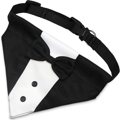 Dog Tuxedo Suit with Bow Tie – Adjustable Formal Dog Bandana Collar for Weddings, Parties & Special Occasions
