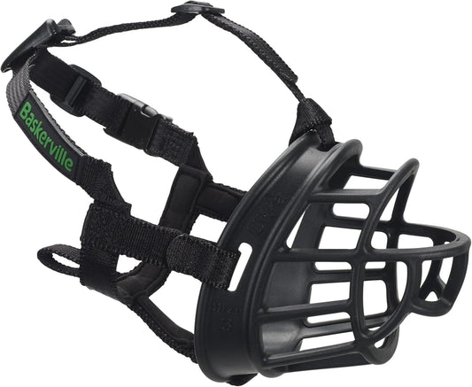 Adjustable ultra basket dog muzzle with padded straps allowing comfortable panting drinking and positive training