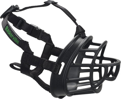 Adjustable ultra basket dog muzzle with padded straps allowing comfortable panting drinking and positive training