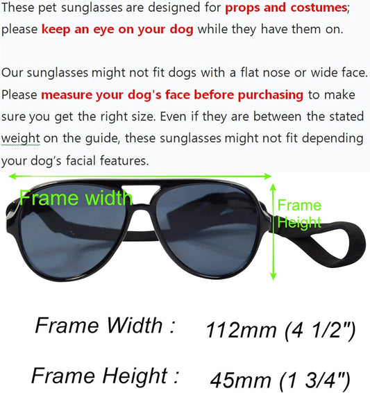 Medium Dog Aviator Sunglasses Costume Black