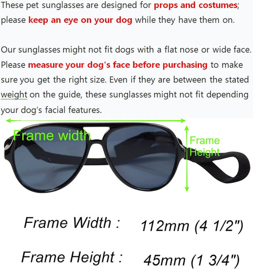 Medium Dog Aviator Sunglasses Costume Black