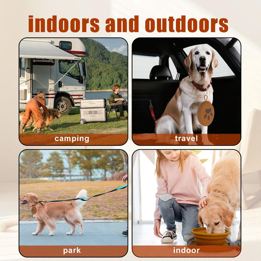 2-in-1 Collapsible Dog Travel Bowls with Carabiner